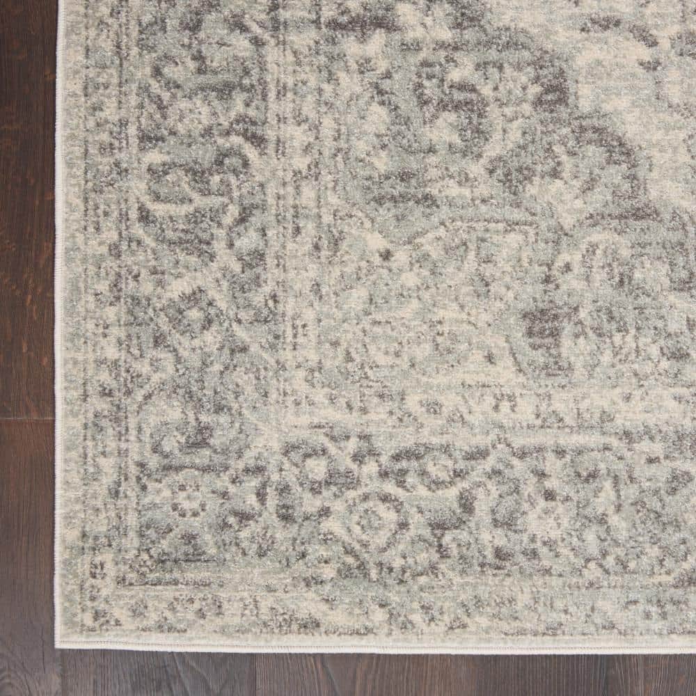 Ivory-Grey Tranquil Medallion 2'x4' Synthetic Area Rug