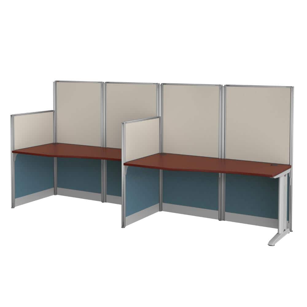 Instant Office 63"H x 129"W 2 Person In-Line Cubicle Panel Workstation, Hansen Cherry