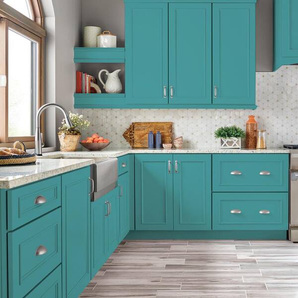 1 gal. #M460-5 Aqua Fresco Semi-Gloss Enamel Interior/Exterior Cabinet, Door & Trim Paint