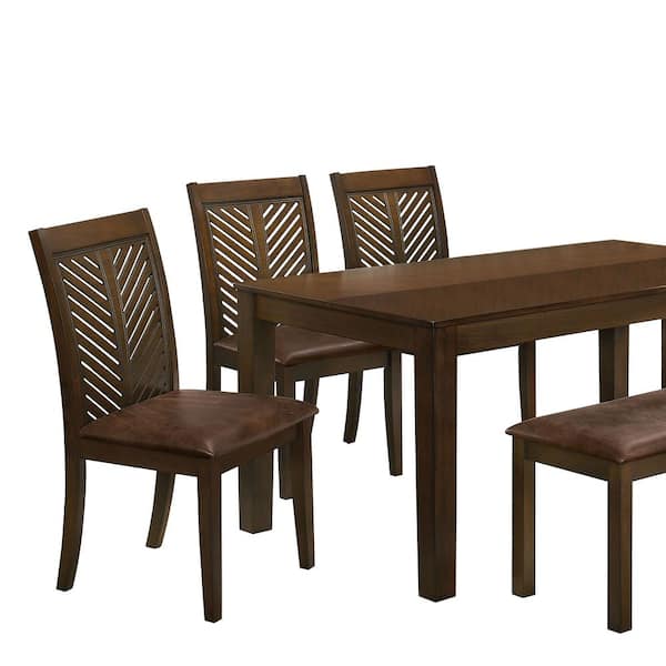 Venetian Worldwide 6-Piece Walnut Dining Set with Bench
