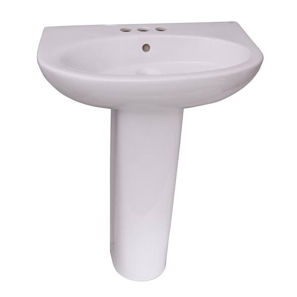 Barclay Products Infinity 600 24 in. Pedestal Combo Bathroom Sink for 4 in. Centerset in White
