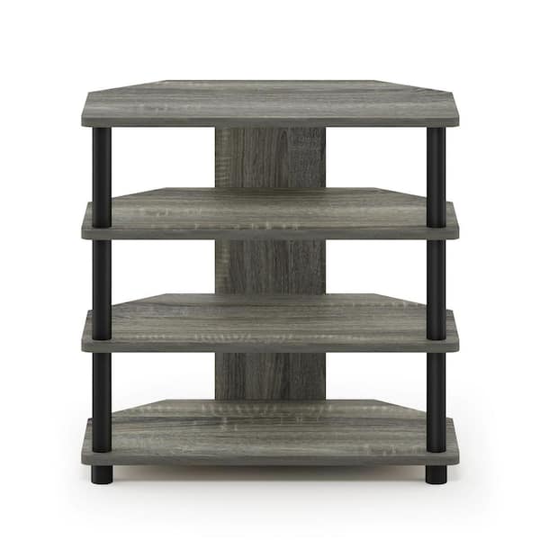 Furinno Turn-N-Tube 24 in. French Oak Gray and Black Composite TV Stand Fits TVs Up to 32 in. with Open Storage