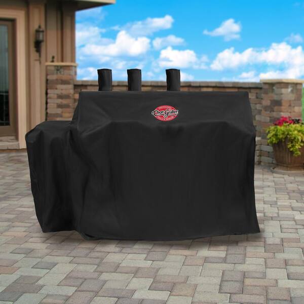 Double Play Grill Cover Resistant Black Vinyl Char Griller Water Smoker Heavy 