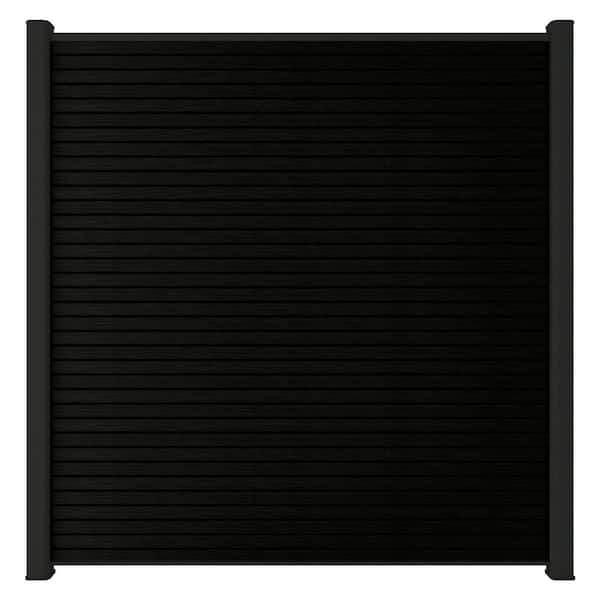 UltraEasy Fencing 6 ft. H x 6 ft. W Indian Ebony Wood Plastic Composite Horizontal Fence Section with Black Frame