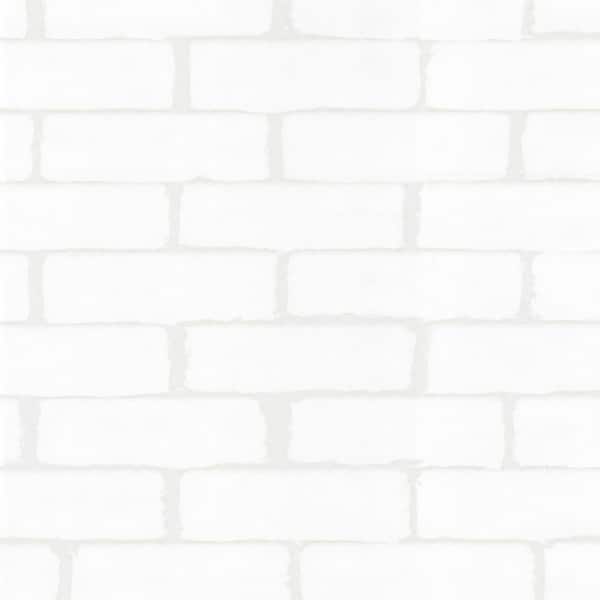 Peel & Stick 23. 62in. x 197in. Wallpaper, Grey Crevice White Brick Vinyl Wallpaper Roll (1 Roll/Box)