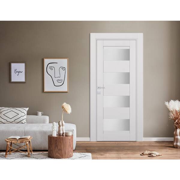 フルノDKー22 1W Belldinni Della 32 in. x 80 in. Left-Hand Frosted Glass Solid Core