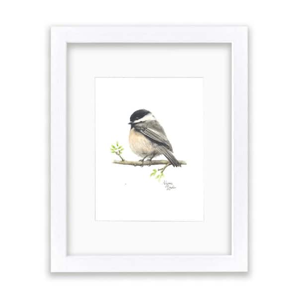 Unbranded Woodland Tinies "Chickadee" by Alyssa Lewis Individual White Framed with Mat Animal Art Print 24 in. x 18 in.