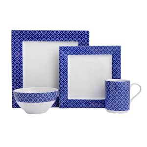 Blue Passion 4 Piece Porcelain Dinnerware Place Setting w/Mug, Design 1 (Serving Set for 1)
