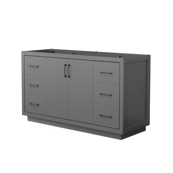 Wyndham Collection Icon 59.25 in. W x 21.75 in. D x 34.25 in. H Single Bath Vanity Cabinet without Top in Dark Gray