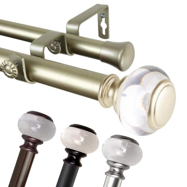 EMOH 66 in. - 120 in. Double Curtain Rod in Gold with Finial H100-58 ...