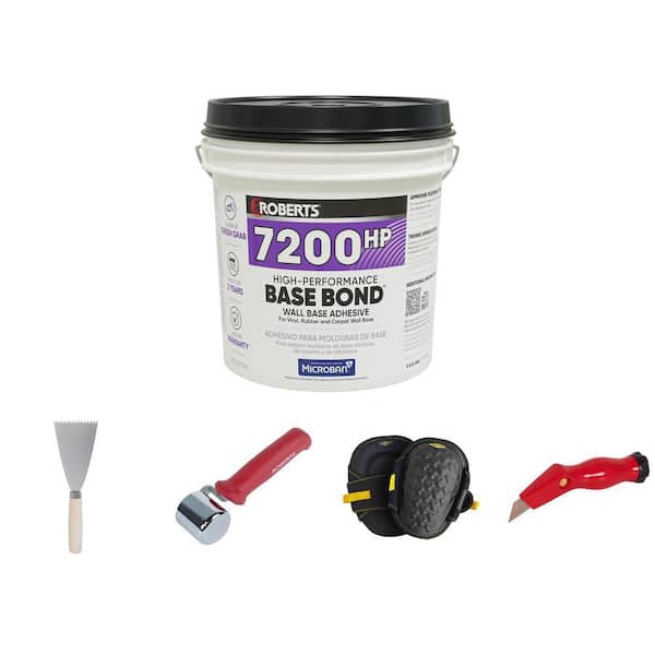 V-Notch Spreader, Utility Knife, 2 in. Seam Roller, Knee Pads & 4 Gal. Adhesive Combo (6-Piece)