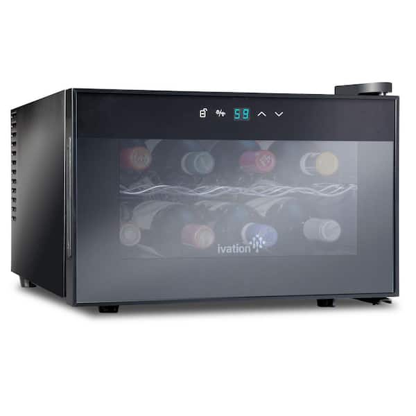 Ivation 8 Bottle Thermoelectric Countertop Freestanding Wine Cooler Fridge Cellar Refrigerator - Horizontal - Black