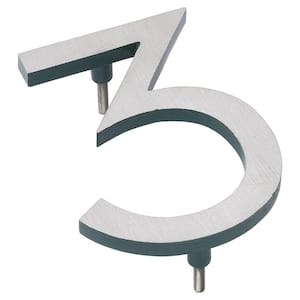 16 in. Satin Nickel/Hunter Green 2-Tone Aluminum Floating or Flat Modern House Numbers 0-9 - 3