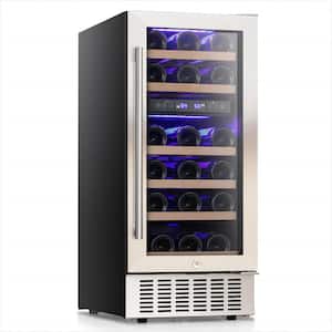 14.96 in. Dual Zone 28 Wine Bottles and 66 Can Beverage and Wine Cooler in Stainless Steel Silver