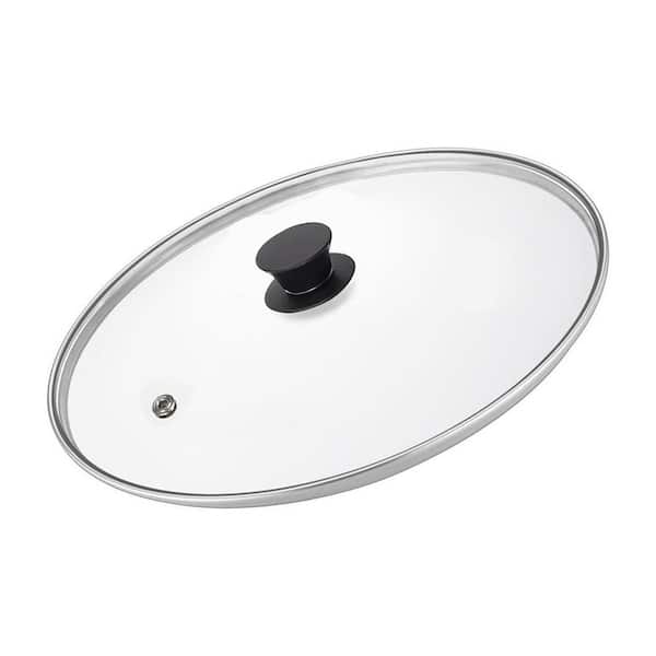 1 Piece Clear Glass Lid with Steam Vent Stainless Steel Rim Heat-Resistant Handle for Large Pots and Pans
