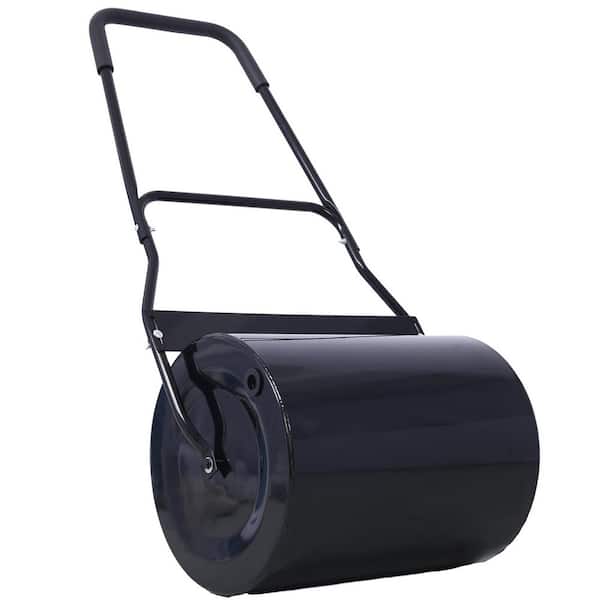 Huluwat 19.5 in. 16 Gal. Heavy-Duty Push/Tow Black Steel Lawn Roller for Garden Backyard