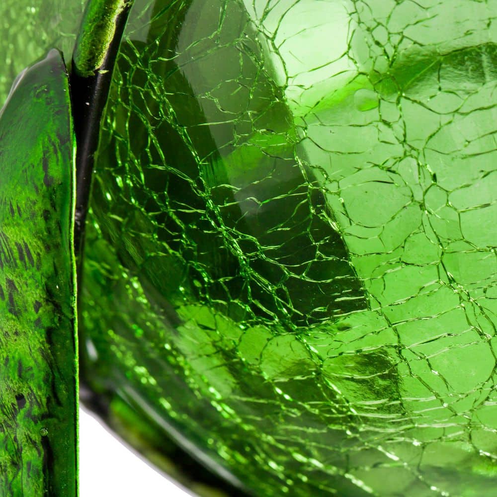 Green Crackled Glass Solar Frog Garden Statuary