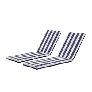 22.05 in. x 74.41 in. x 2.76 in. 2 Pieces Blue White Striped Outdoor Lounge Chair Replacement Cushion