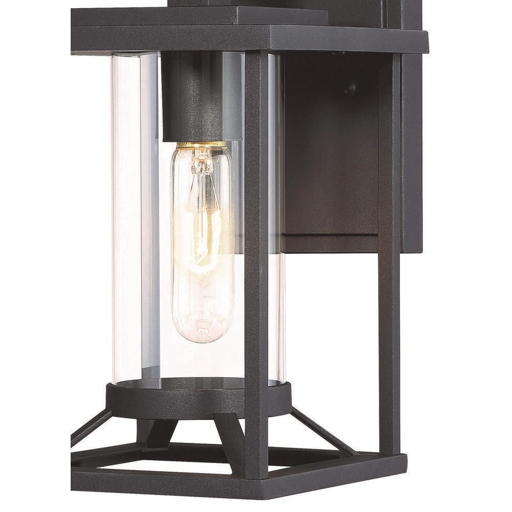 Black Aluminum and Clear Glass Outdoor Wall Lantern