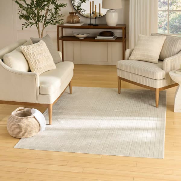 Washable Charm Ivory 5 ft. x 7 ft. Geometric Contemporary Area Rug