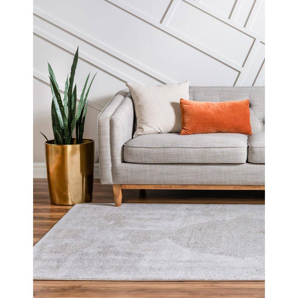 Elegant Ivory Medallion Fringeless Area Rug 10ft x 13ft