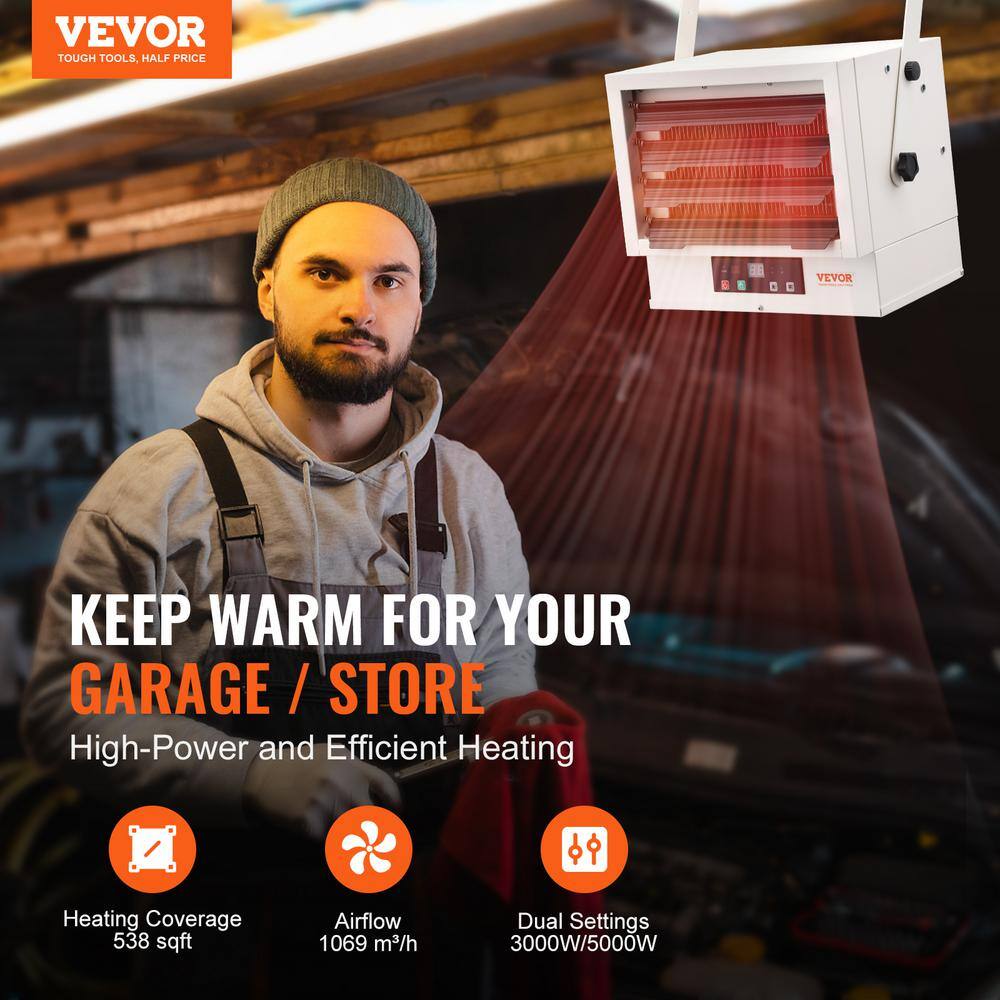 5000-Watt Black Electric Garage Heater with Digital Controls and Remote