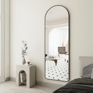 20 in. W x 64 in. H Arched Black Modern Aluminum Alloy Framed Rounded Full Length Mirror Floor Mirror