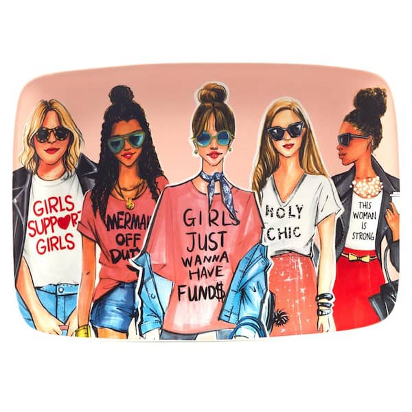 Certified International Girlfriends 10.5 in. Assorted Colors Earthenware Rectangular Platter
