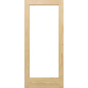 28 in. x 80 in. Full 1-Lite Clear Glass Unfinished Pine Wood Interior Door Slab