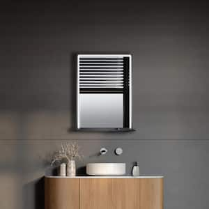 24 in. W x 32 in. H Rectangular Aluminum Framed LED Bluetooth Wall Mount Bathroom Vanity Mirror in Matte Black