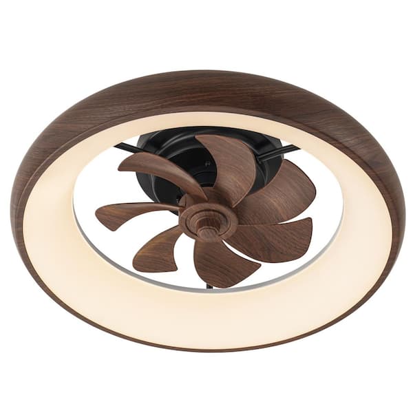 20 in. Dimmable Integrated LED RGB Smart Indoor Walnut Woodgrain Ceiling Fan with Light and Voice/App/Remote Control