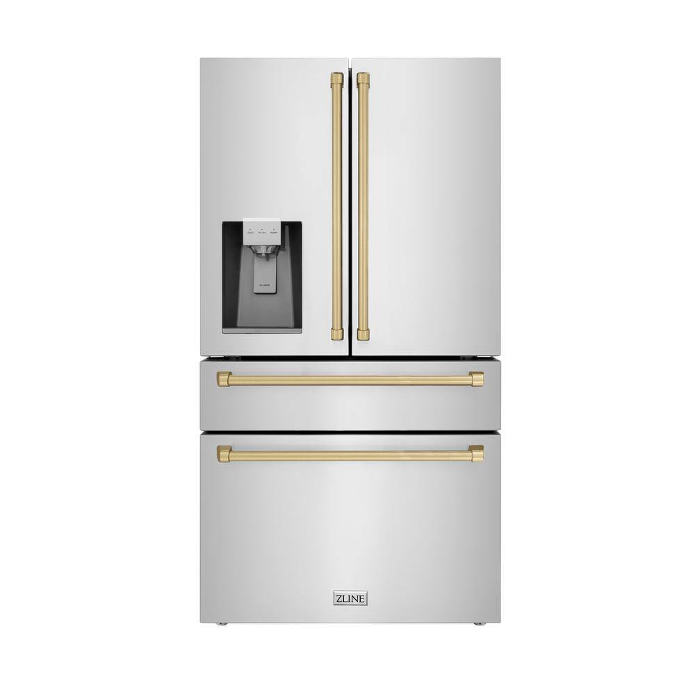 Autograph Edition 36 in. Counter-Depth French Door Refrigerator in Stainless Steel with Bronze Traditional Handles