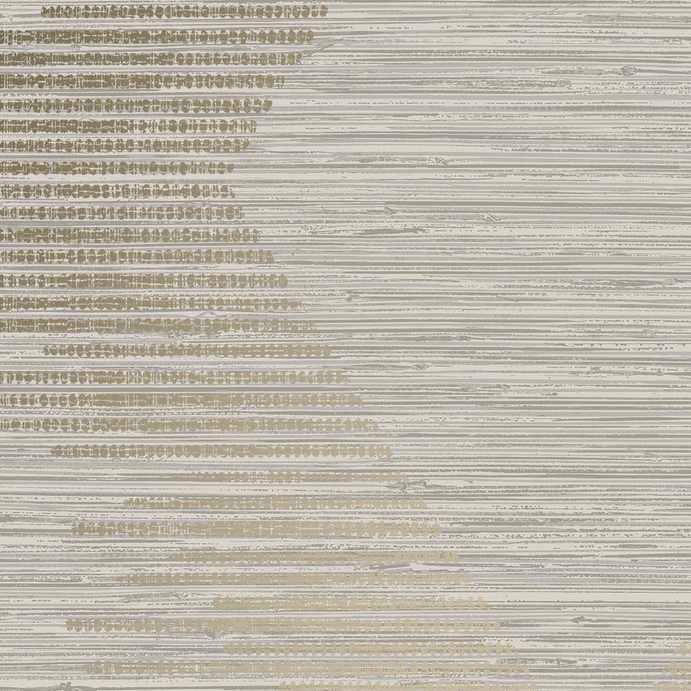Neutral and Gold Geometric Grasscloth Wallpaper