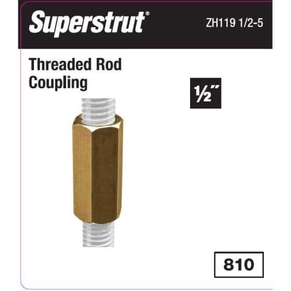 1/2 in. Strut Fitting Threaded Rod Coupling to Gold Galvanized (5-Pack) (ZH119 1/2-5)