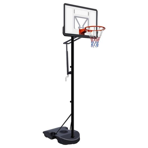 Black Portable Basketball Goal Adjustable Height 6.89 ft to 10.01 ft, 34 inch Backboard with Rebound System