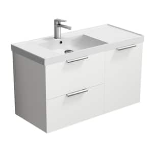 Lisbon 36.2 in. W x 18.5 in. D x 21.65 in. H Modern Bathroom Vanity in Glossy White With White Ceramic Top