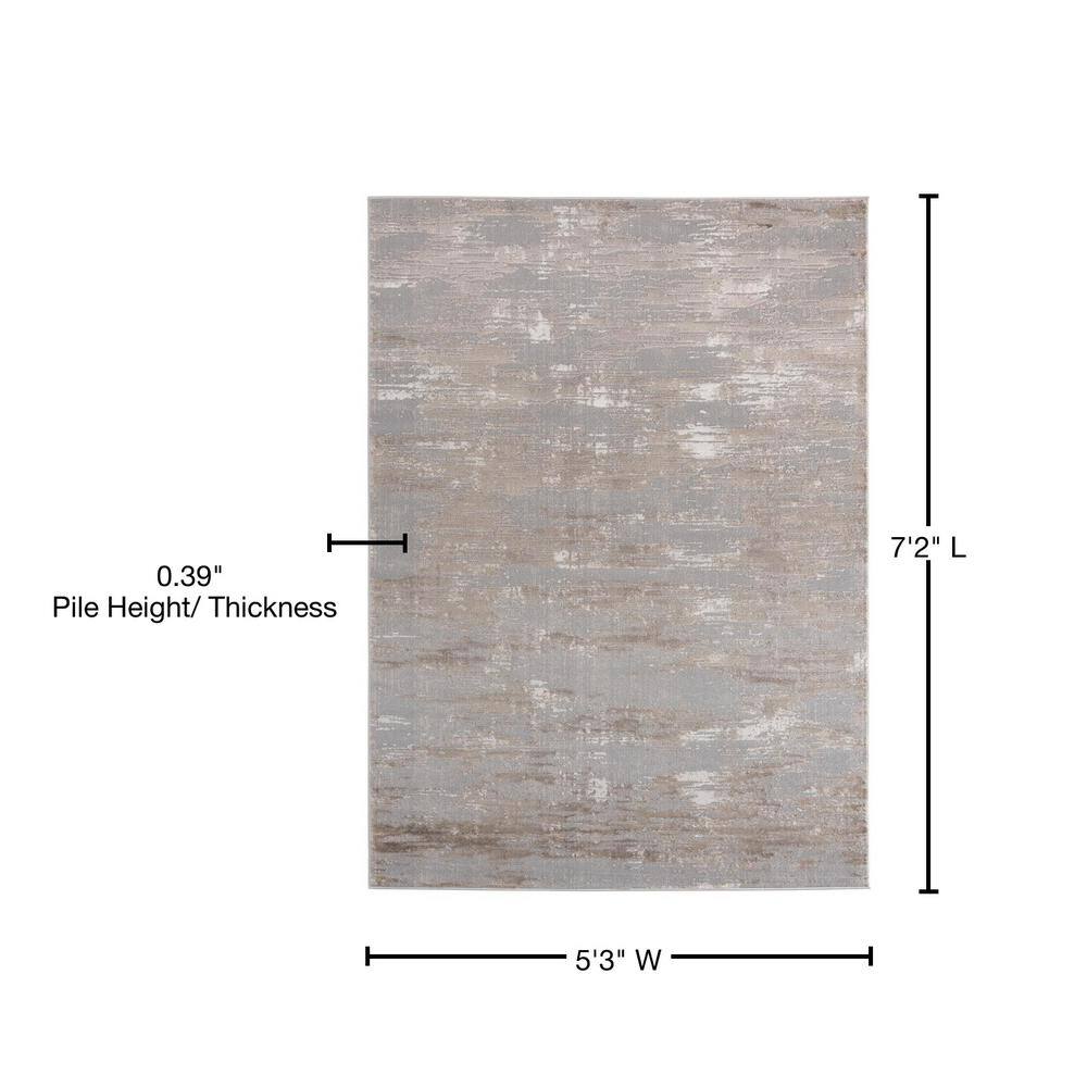 Abstract Wheat 63" x 86" Synthetic Stain-Resistant Area Rug