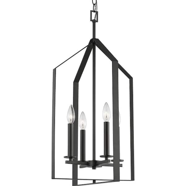 Progress Lighting Vertex Collection 4-Light Matte Black Contemporary Foyer Light