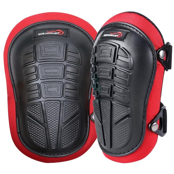 Professional Knee Pads with Heavy-Duty Foam and Soft Gel Cushion, Non-Slip TPR Shell and Adjustable Buckle Straps, Red