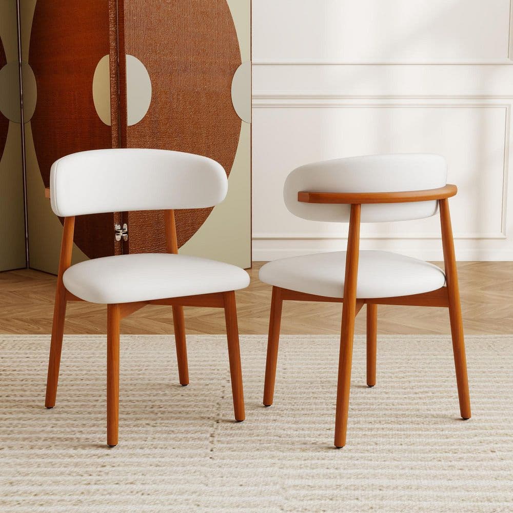 Magic Home Set of 2, Upholstered Faux Leather Dining Chair with