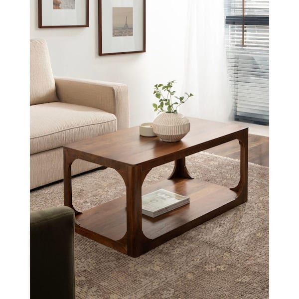 Kate and Laurel Dahl 36 in. Walnut Brown Rectangle Solid Wood Coffee Table