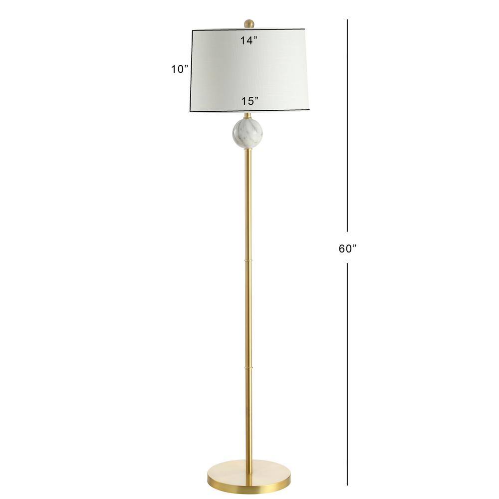 Vaughn Classic 60" Antique Gold Arc Floor Lamp with White Linen Shade