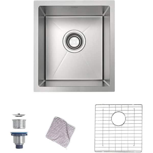 17 in. x 19 in. Undermount Stainless Steel Kitchen Bar Sink with 16 Gauge Single Bowl in Silver