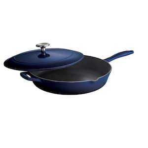 Gourmet 12 in. Enameled Cast Iron Skillet in Gradated Cobalt with Lid
