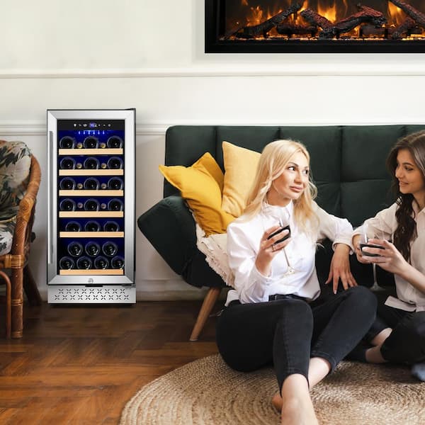 15 in.30-Bottle Built-in Single Zone Wine Chiller Refrigerator with Tempered Glass Door, Wine Cellar Cooling unit