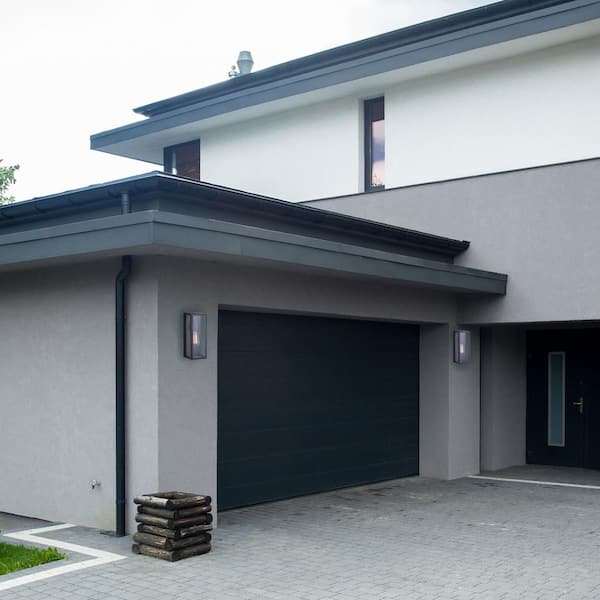 Galia 1-Light Black Outdoor Wall Lantern Sconce with Clear Glass