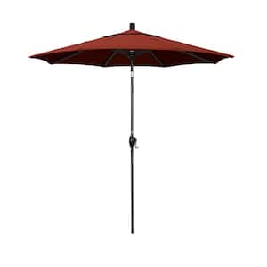 7.5 ft. Black Aluminum Pole Market Aluminum Ribs Push Tilt Crank Lift Patio Umbrella in Terracotta Sunbrella