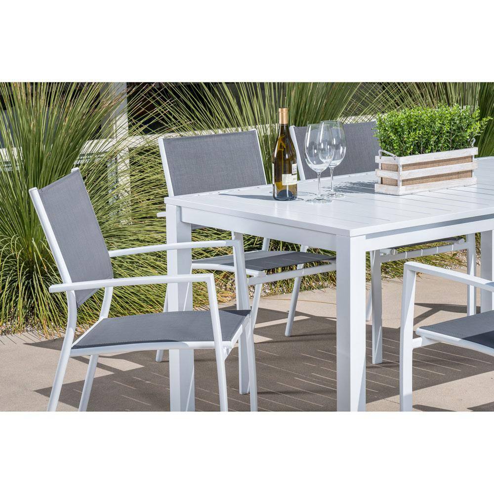 Harper White Aluminum 6-Person Outdoor Dining Set with Sling Chairs