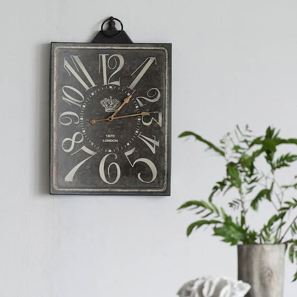 A & B Home 26 in. x 16 in. Black and White Metal Tabletop Clock