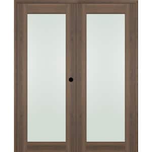 Vona 207 56" x 80" Left Hand Active Full Lite Frosted Glass Pecan Nutwood Wood Composite Double Prehung French Door
